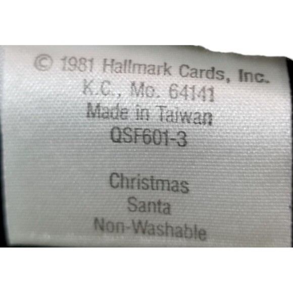 Vintage 1981 Hallmark Santa Stuffables Christmas Stocking Tags Bell Red White - Picture 6 of 6